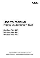 NEC ShadowSense Touch MultiSync P484 SST User Manual