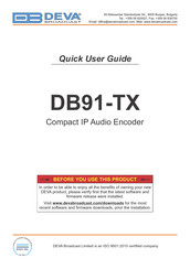 Deva Broadcast DB91-TX Quick User Manual