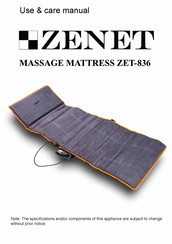 Zenet ZET-836 Use & Care Manual