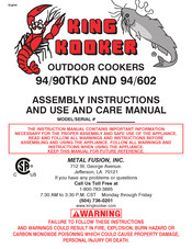 King Kooker 94/602 Assembly Instructions And Use And Care Manual