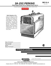 Lincoln Electric SA-250 PERKINS Operator's Manual