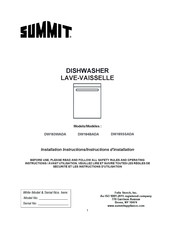 Summit DW184BADA Installation Instructions Manual