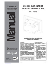 Regency Fireplace Products Masport 410 905 Owners & Installation Manual