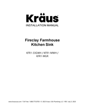 Kraus Fireclay Farmhouse KFR1-33GWH Installation Manual