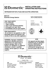 Dometic NDR1272 Installation And Operating Instructions Manual