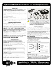 Sigtronics SPA-600N Installation And Operating Instructions