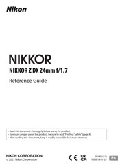 Nikon NIKKOR Z DX 24mm f/1.7 Reference Manual