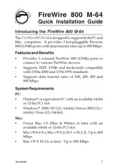SIIG FireWire 800 M-64 Quick Installation Manual