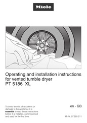 Miele PT 5186 XL Operating And Installation Instructions