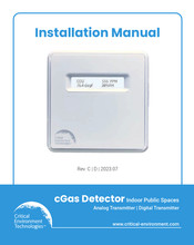 Critical Environment Technologies cGas Detector Installation Manual