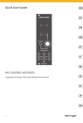 Behringer 992 CONTROL VOLTAGES Quick Start Manual