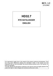 Delta OHM HD32.7 Manual