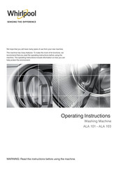 Whirlpool ALA 103 Operating Instructions Manual