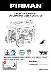Firman P07505 Operator's Manual