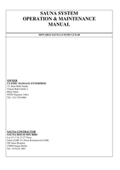 Sawo MOVABLE SAUNA LUXURY LUX-60 Operation & Maintenance Manual