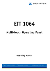 SIGMATEK ETT 1064 Operating Manual