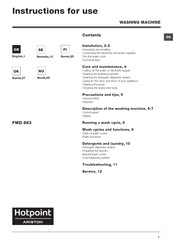 Hotpoint Ariston FMD 863 Instructions For Use Manual