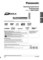 Panasonic DIGA DMR-EX96C Operating Instructions Manual