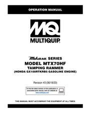 MQ Multiquip Mikasa GX100RTKRB5 Operation Manual