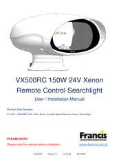 Francis Searchlights VX500RC User & Installation Manual