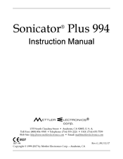 Mettler Electronics Sonicator Plus 994 Instruction Manual