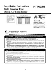 Hitachi RAC-15HTP Installation Instructions Manual