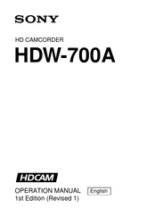 Sony HDCAM HDW-700A Operation Manual