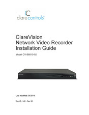 Clare Controls ClareVision CV-B8810-02 Installation Manual