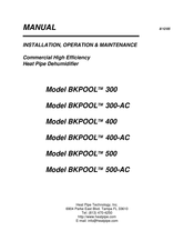 Heat Pipe Technology BKPOOL 400 Installation Operation & Maintenance