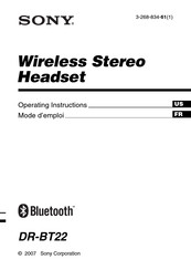 Sony DR-BT22 - Headset - Semi-open Operating Instructions Manual
