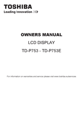 Toshiba TD-P753 Owner's Manual