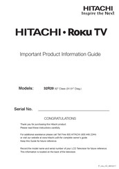 Hitachi 32R20 Important Product Information Manual