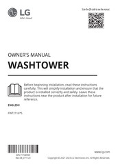 LG WASHTOWER FWT2116 S Series Owner's Manual