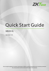 Zkteco MB20-VL Quick Start Manual