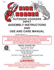 King Kooker 24PKT Assembly Instructions And Use And Care Manual