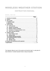 Misol WH1150 Instruction Manual