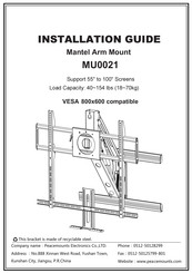 Peacemounts Electronics MU0021 Installation Manual