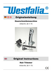 Westfalia 28 11 70 Original Instructions Manual