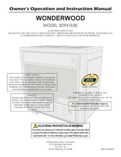 United States Stove Company WONDERWOOD Owner's Operation And Instruction Manual