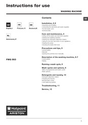 Hotpoint Ariston FMG 863 Instructions For Use Manual