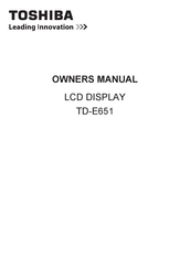 Toshiba TD-E651 Owner's Manual