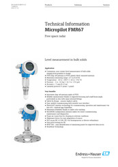 Endress+Hauser Micropilot FMR67 Technical Information
