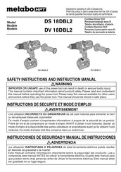 Metabo HPT DV18DBL2Q4 Safety Instructions And Instruction Manual