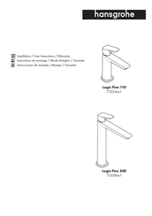 Hans Grohe Logis Fine 240 71258 1 Series Installation/User Instructions/Warranty