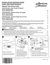 American Standard Reliant 250AA104.020 Installation Instructions Care And Maintenance