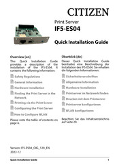 Citizen IF5-ES04 Quick Installation Manual