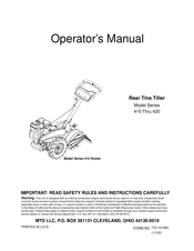 Mtd 410 Series Operator's Manual