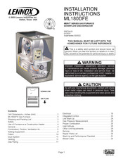 Lennox MERIT ML180DFE Installation Instructions Manual