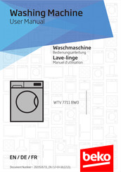 Beko WTV 7711 BW0 User Manual