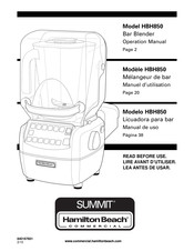 Hamilton Beach SUMMIT BBS0850 Operation Manual